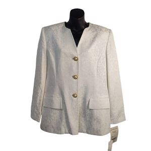 Vintage Executive Collection Blazer Jacket Women's White Floral Print Sz 12 NWT